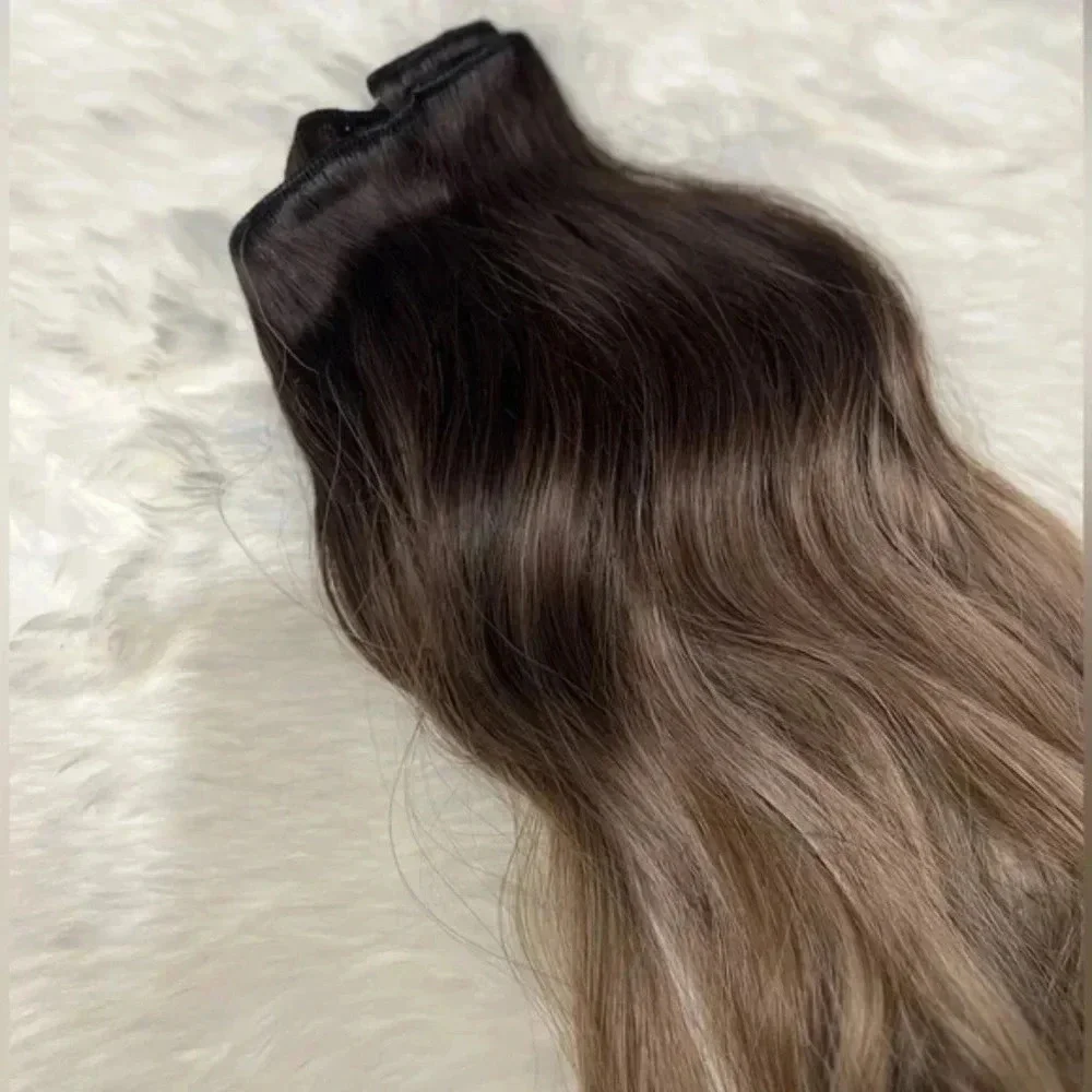 24 In Ombre Hair Style Clip in Hair Extensions Brown to Light Blonde wat…